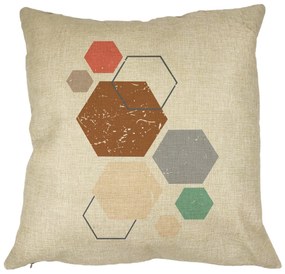 Perna Decorativa Forme Geometrice 3, Multicolor 40x40 cm, Husa Detasabila, Burduf