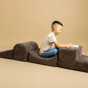 Teren de joacă din spumă maro 5 buc. din catifea reiată înălțime 30 cm 250x45 cm Montessori – Meowbaby