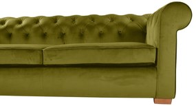Canapea extensibila Oxford Chesterfield, 88x216x75 cm, 3 locuri, Olive