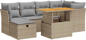 vidaXL Set canapele grădină cu perne 7 piese bej poliratan/lemn acacia