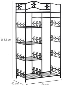 HOMCOM Dulap pentru Haine din Fier Stil Industrial, Spațiu de Depozitare Generos, 84x42x159cm, Negru | Aosom Romania