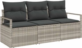 vidaXL Set de canapea 3 pcs Gri deschis poliratan