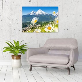 Tablou pe sticlă - Primăvara în Alpi (70x50 cm)