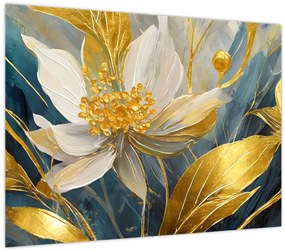 Tablou - Pictura de flori de aur (70x50 cm)