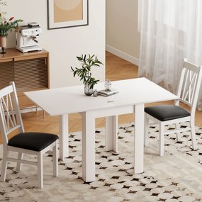 HOMCOM Masă de Dining Extensibilă pentru 4-6 Persoane din PAL și Oțel, 140 x 80 x 77,5 cm, Alb cu Efect de Lemn | Aosom Romania