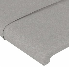 Cadru de pat cu tablie, gri deschis, 140x190 cm, textil Gri deschis, 140 x 190 cm, Cu blocuri patrate