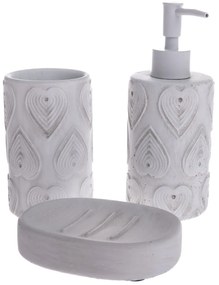 Set de accesorii de baie din ciment Lavabo 3piese, alb
