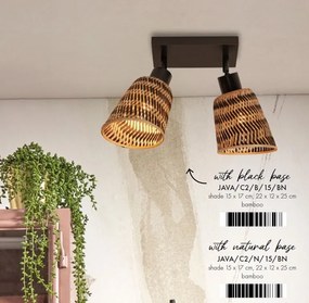 Plafoniera eco din bambus Java 2-Shade nat/15x17, bl/nat