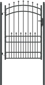 vidaXL Poartă de gard cu țepi Gri 170 x 100 cm Oțel vopsit în pulbere