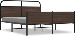 vidaXL Cadru de pat metalic fără saltea, stejar maro, 160x200 cm