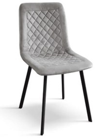 SET 4 Scaune Slim, structura metalica, catifea - GRI - CATIFEA - NEGRU - STANDARD