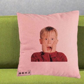 Perna Decorativa Kevin Singur Acasa, 40x40 cm, Roz, Husa Detasabila, Perna Inclusa, BEKZ®