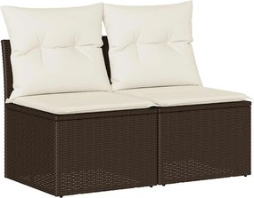 vidaXL Set canapele de grădină, 2 piese, cu perne, maro poliratan maro
