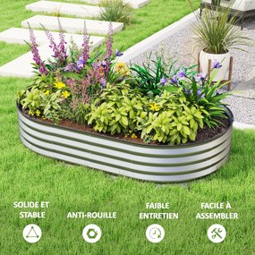 Outsunny Set de 2 jardiniere înălțate din oțel galvanizat kit paturi de grădină margine cauciuc 152 x 91 x 30 cm argintiu | Aosom Romania