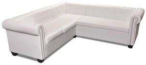 243613 vidaXL Canapea colțar Chesterfield cu 5 locuri din piele artificială, alb