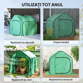 Outsunny Seră pentru Grădină cu Intrare cu Fermoar din Oțel și PE, 150x148x148 cm, Verde | Aosom Romania