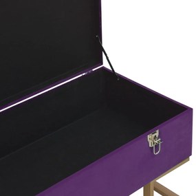 Bancheta cu un compartiment de depozitare violet 105cm catifea Violet