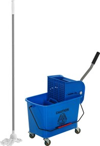 HOMCOM Găleată pentru mop cu stoarcere, panou separator și roți, capacitate 20 L pentru curățenie casnică 45x26,5x70 cm albastru | Aosom Romania