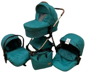 Carucior 3 in 1 cu landou, scoica si geanta, 0-36 luni, Turcoaz - CPC-11-turcoaz
