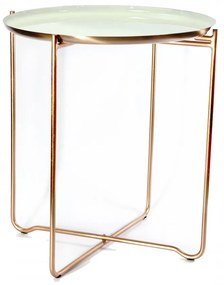 Masuta de cafea rotunda din metal Chloe 50,5x50,5x56,5 cm alb/cupru