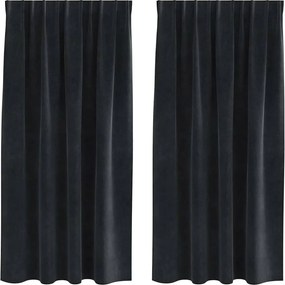 vidaXL Perdele opace 2 pcs Negru 140 x 175 cm Catifea