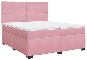 3291001 vidaXL Pat box spring cu saltea, roz, 200x200 cm, catifea