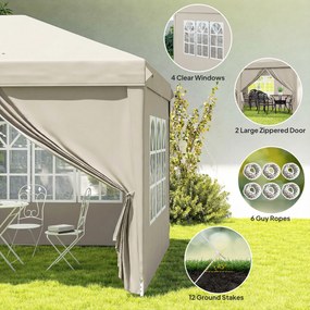 Outsunny Tonelă de grădină exterioară 6x3 m tonelă pliabilă cu panouri anti-UV înălțime reglabilă cu sac de transport bej | Aosom Romania