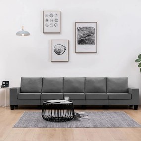 287141 vidaXL Canapea cu 5 locuri, gri închis, material textil