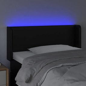 Tablie de pat cu LED, negru, 83x16x78 88 cm, piele ecologica 1, Negru, 83 x 16 x 78 88 cm