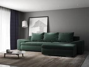 Colțar extensibil dumonde cu ladă de depozitare si sezut confortabil din spuma high-density, Leonardo Ambience Verde 260x185 cm II