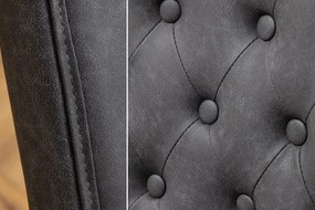 Set 2 scaune Stil Baroc, Piele Sintetica, Negru Vintage, CASTLE