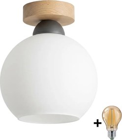 BRILAGI - Plafonieră LED RETRO GLASS 1xE27/60W/230V Ø 15 cm stejar/alb