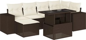 vidaXL Set canapele de grădină cu perne, 7 piese, maro, poliratan