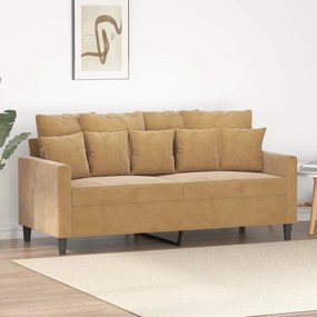 vidaXL Canapea cu 2 locuri, maro, 140 cm, catifea