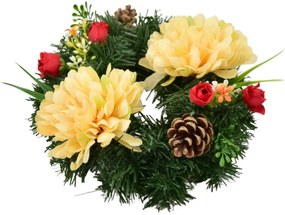 Coroană funerară Crizanteme portocalii, 20 cm