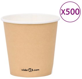 Pahare de cafea de hartie, 500 buc., maro, 120 ml 500, Maro, 120 ml
