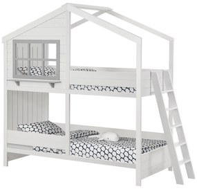 Pat supraetajat pentru copii Dream House 90 x 200 cm cu 2 paturi si o scara