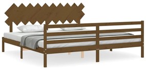 3195309 vidaXL Cadru pat cu tăblie, maro miere, 200x200 cm, lemn masiv