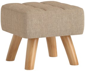 HOMCOM Repose pied salon ottoman scaun căptușit în material textil cu picioare din lemn 27 x 27 x 26 cm marron clair | Aosom Romania
