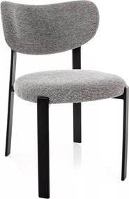 Scaun lemn tapitat Rin 254 gri/negru - H79 cm