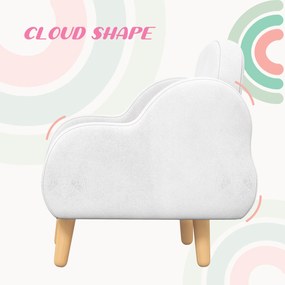 ZONEKIZ Fotoliu pentru copii cu brațe în formă de nor, cu picioare înclinate și material textil, 46 x 51 x 55 cm, alb | Aosom Romania