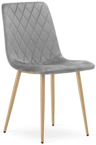 Scaun Bucatarie/Dining Clay Catifea Gri Deschis Picioare Metalice Finisaj Lemn