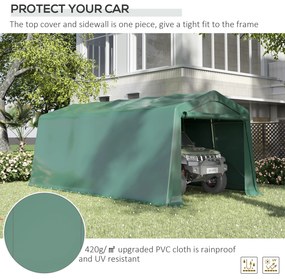 Outsunny Carport 6m x 3m, cort de depozitare pentru gradina, din PVC anti-UV si usi duble cu fermoar | Aosom Romania