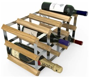 Raft de vin RTA pentru 12 sticle, asamblat, stejar / gri