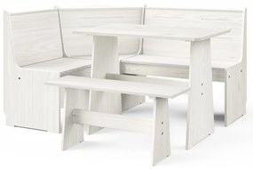 Set mobilier de bucătărie, 3 piese, alb, lemn masiv de pin