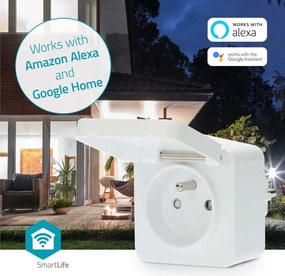 Priză inteligentă Nedis WIFIPO130EWT 3680W/230V/ tip E/16A Wi-Fi Tuya IP44