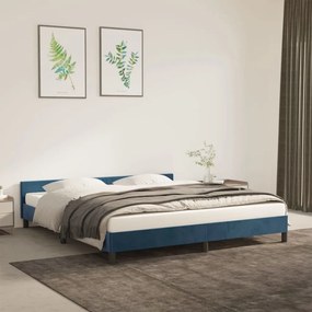 Cadru de pat cu tablie, albastru inchis, 160x200 cm, catifea Albastru, 160 x 200 cm