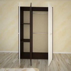 Set Mobila De Dormitor Hera Wenge Alb, pat 160x200cm,  dulap cu oglinda 124x187cm, noptiere , saltea inclusa