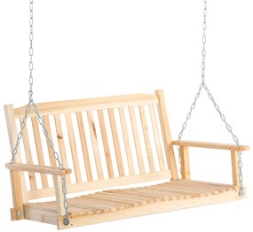 Outsunny Leagăn de Grădină pentru 2 Persoane Cușcă de Leagăn Masiv Patio Terasă Curte Lemn Natural 117 x 69 x 60 cm | Aosom Romania