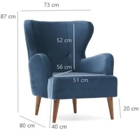 Fotoliu cu aripi NEKO, albastru